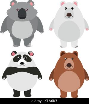 Différents types d'ours blancs sur fond blanc illustration Illustration de Vecteur