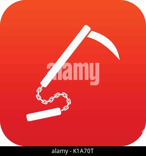 L'icône rouge numérique Kusarigama Illustration de Vecteur