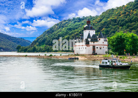 Voyage en Allemagne - Rhin croisières. célèbre château forteresse Burg Pfalzgrafenstein Banque D'Images