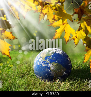 Image conceptuelle du globe sur le paysage. Éléments de cette image fournie par la NASA. Banque D'Images