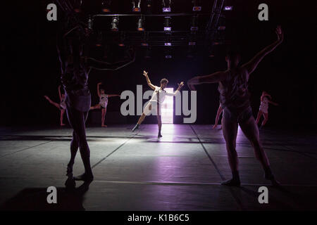 *** Utilisée uniquement dans le cadre de reporting ruhrtriennale *** Essen, Allemagne, 23 août 2017. dancers performing la section 'Modèle'. chorégraphe américain, Richard Siegal présente trois étapes : 'modèle', 'in medias res' et en première mondiale 'el dorado' à la ruhrtriennale pacte zollverein pour un festival culturel en 2017. Banque D'Images