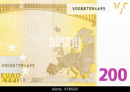 Partie de 200 euro bill sur macro. Photo haute résolution. Banque D'Images