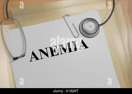 3D illustration de l'anémie titre de documents médicaux. Concept Medicial. Banque D'Images