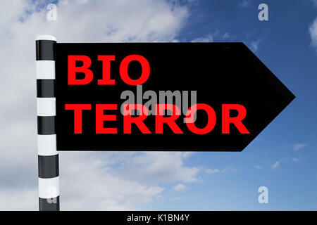 Rendre illustration de bio terrorisme titre on road sign Banque D'Images