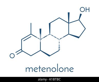 Méténolone anabolic steroid molécule. Utilisé (interdit) dans le dopage sportif. Formule topologique. Illustration de Vecteur