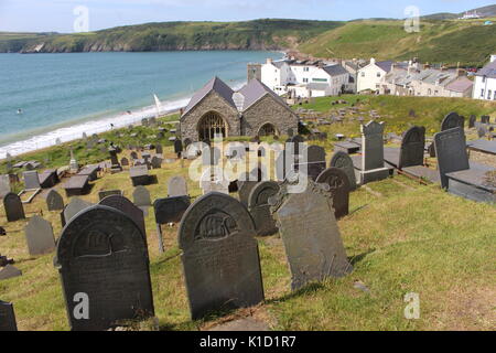 L'église St Hywyn, péninsule Llyn, Aberdaron, au nord du Pays de Galles, Royaume-Uni Banque D'Images