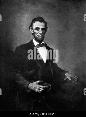 Portrait assis de united states president Abraham Lincoln, 1907. à partir de la bibliothèque publique de new york. Banque D'Images