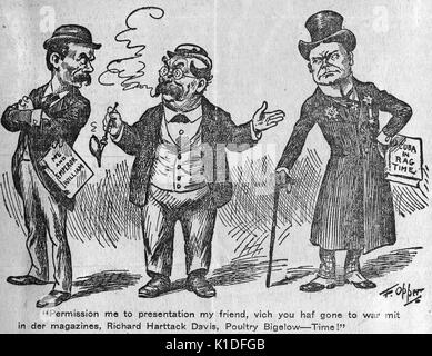 Une caricature politique par Frederick burr opper, un an après la guerre hispano-américaine, 1899. à partir de la bibliothèque publique de new york. Banque D'Images