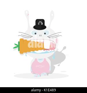 Lapin fou de manger une carotte.vecteur isolé Illustration de Vecteur