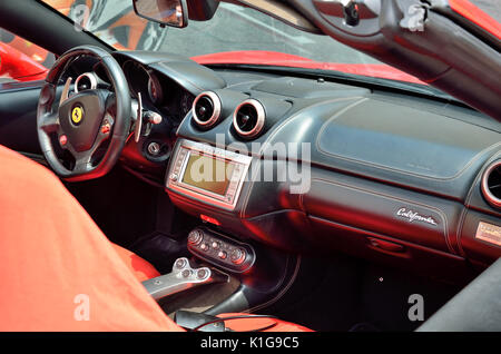 Ferrari California cabriolet intérieur. Banque D'Images