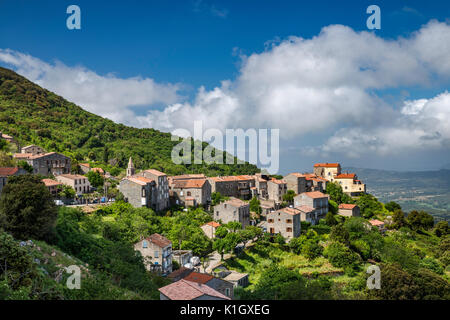 Hill ville de Sollacaro, Corse-du-Sud, Corse, France Banque D'Images