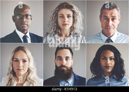 Collage de portraits d'une grande diversité ethnique et groupe d'âge hétérogène d'hommes et de femmes d'affaires Banque D'Images