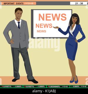 Un vecteur illustration de TV news anchors Illustration de Vecteur