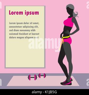 Silhouette de jeune fille mince, concept de remise en forme, vector illustration Illustration de Vecteur