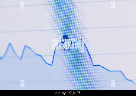 L'analyse de stock market à partir de l'écran d'ordinateur avec un schéma détaillé. Banque D'Images