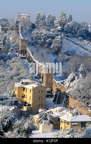 Forte Belevedere en hiver avec neige, Florence, Italie. Banque D'Images