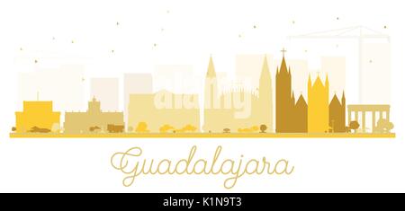 Guadalajara ville silhouette d'or. Vector illustration. Concept simple pour le tourisme présentation, bannière, un placard ou un site web. Illustration de Vecteur