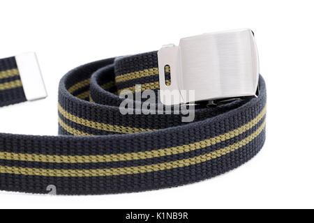 Ceinture toile couleur bleu isolé sur fond blanc Banque D'Images