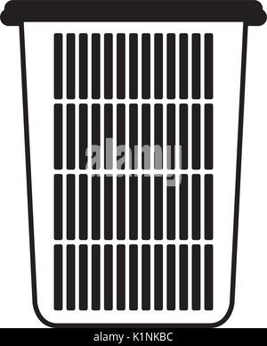 Sections noir silhouette de grand panier de blanchisserie sans poignées. Illustration de Vecteur