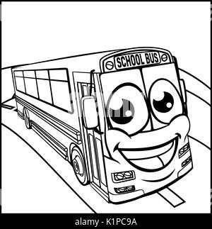 School Bus Personnage Scène Mascotte Illustration de Vecteur