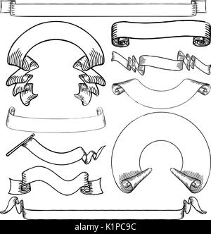 Rubans et rouleaux Ensemble de bannières Illustration de Vecteur