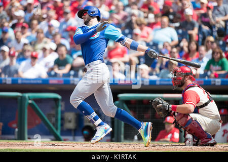 27 août 2017 : Chicago Cubs de troisième but Kris Bryant (17) en action au cours de la MLB match entre les Cubs de Chicago et les Phillies de Philadelphie à la Citizens Bank Park de Philadelphie, Pennsylvanie. Christopher Szagola/CSM Banque D'Images