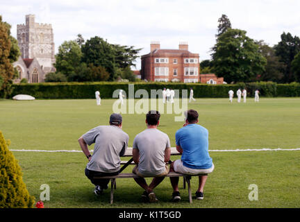 À l'embargo le lundi 28 août 0001 spectateurs regarder un match à Maidenhead et Bray Cricket Club en comté le samedi 3 juin 2017. Banque D'Images