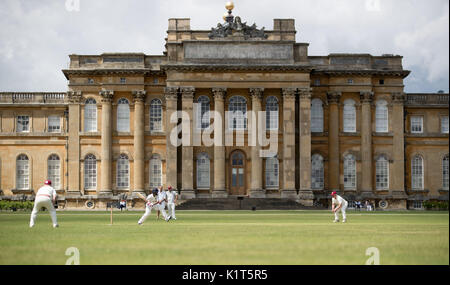 À l'embargo le lundi 28 août 0001 Blenheim Park Cricket Club jouer un match contre accueil Islip Cricket Club sur la pelouse Sud à Blenheim Palace dans l'Oxfordshire le dimanche 23 juillet 2017. Banque D'Images