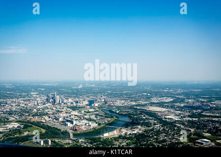 Vue aérienne de Indianapolis, Skyline et la rivière Banque D'Images