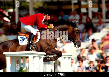 CSI Mondorf-les-Bains 1991, Thomas Fuchs (SUI) équitation M & C Dollar Girl Banque D'Images