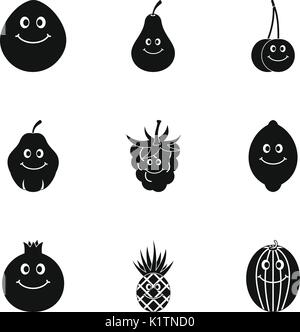 Caractère fruité, simple style icon set Illustration de Vecteur