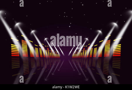 Arrière-plan de la musique multicolore avec égaliseur et les projecteurs pour les événements actifs Banque D'Images