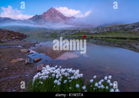 L'heure bleue à White Lake, parc national du Stelvio, Italie Banque D'Images