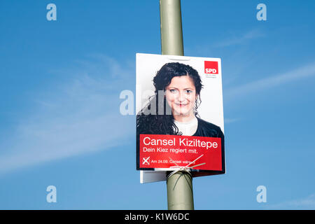 Affiche électorale pour le SPD, Parti social-démocrate de l'Europe, partie à Berlin Allemagne Août 2017. Banque D'Images