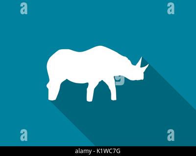 Rhino avec ombre portée de l'icône. Rhinoceros. Vector illustration Illustration de Vecteur
