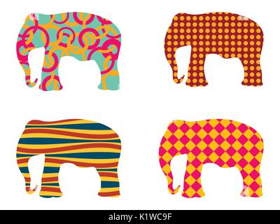 Motif éléphant indien. Série d'illustrations vectorielles. Illustration de Vecteur