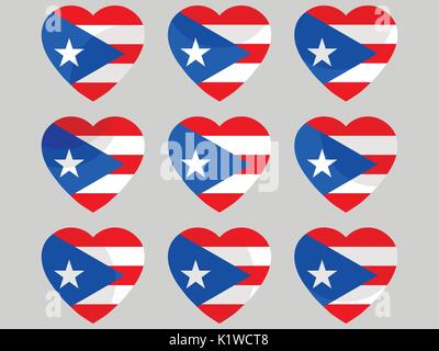 Coeur avec Porto Rico drapeau. J'aime Porto Rico. Vector illustration Illustration de Vecteur