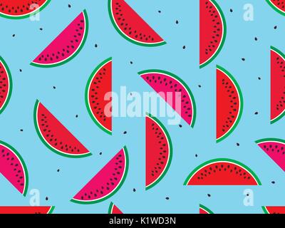Modèle transparent avec des pastèques. Tranches de pastèque à graines. Vector illustration Illustration de Vecteur
