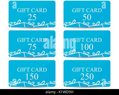 Carte-cadeau avec une boîte cadeau. Set vector illustration Illustration de Vecteur