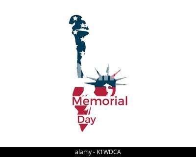 Memorial Day. Statue de la liberté sur un fond blanc. Un emblème, un logo. Vector illustration Illustration de Vecteur