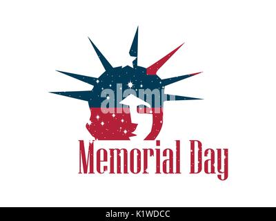 Memorial Day. Statue de la liberté sur un fond blanc. Modèle de page. Vector illustration Illustration de Vecteur
