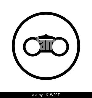 L'icône des jumelles, longue-vue symbole iconique dans un cercle, sur fond blanc. Vector design iconique. Illustration de Vecteur