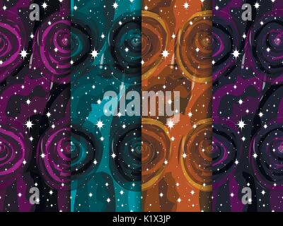 Espace aquarelle avec étoile est un modèle homogène. L'espace extra-atmosphérique. Ensemble de milieux vecteur aquarelle Illustration de Vecteur