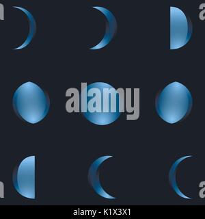 Phases de la lune. L'ensemble du cycle à partir de la nouvelle lune à la pleine. Vector illustration. Illustration de Vecteur