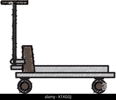 Chariot plate-forme cargo panier icône matériel livraison Illustration de Vecteur