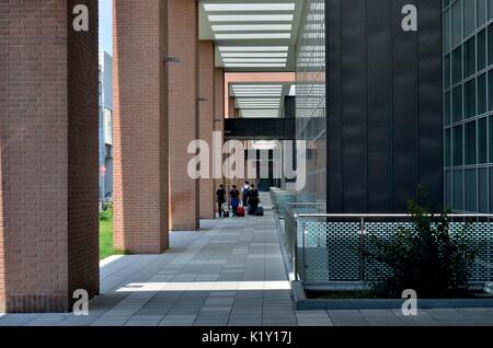 Couloir de l'immeuble de bureaux de location de bateaux, Venise, Italie, Europe Banque D'Images