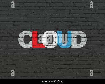 Concept réseau Cloud : Cloud sur wall background Banque D'Images