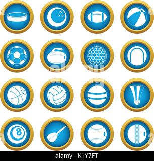 Boules Sport icons set Blue Circle Illustration de Vecteur