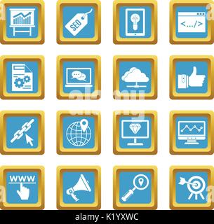 Icônes SEO azure Illustration de Vecteur