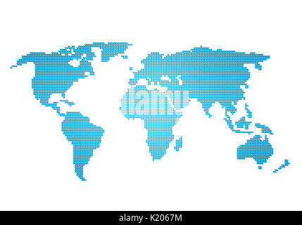 Carte du monde Pixel pointillé Isolated Banque D'Images